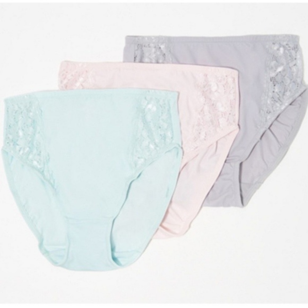 Breezies Set of 3 Soft Support Lace Hi-Cut Briefs